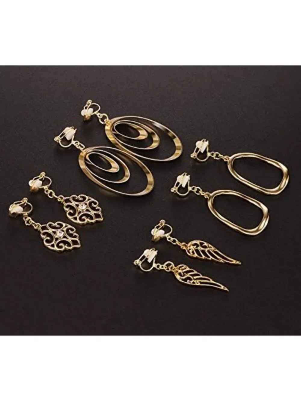 15 Pairs Lightweight Gold Clip-On Earrings Set for Women, Fashion Jewelry